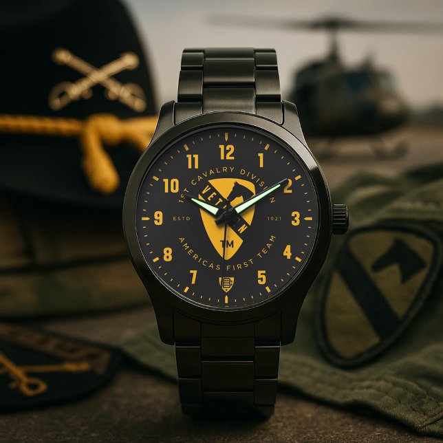 America's First Team Veteran Personalized Black Armbanduhr (America's First Team Tribute Personalized Black Stainless Steel Watch)