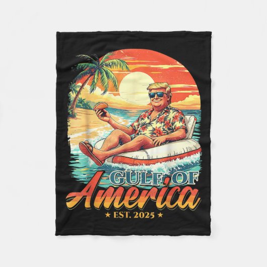 Americas Gulf Trump 2024 Retro Beach USA Fleecedecke (Vorderseite)