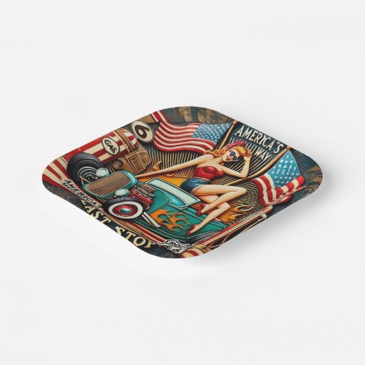 America's Route 66 Pappteller (Gewinkelt)