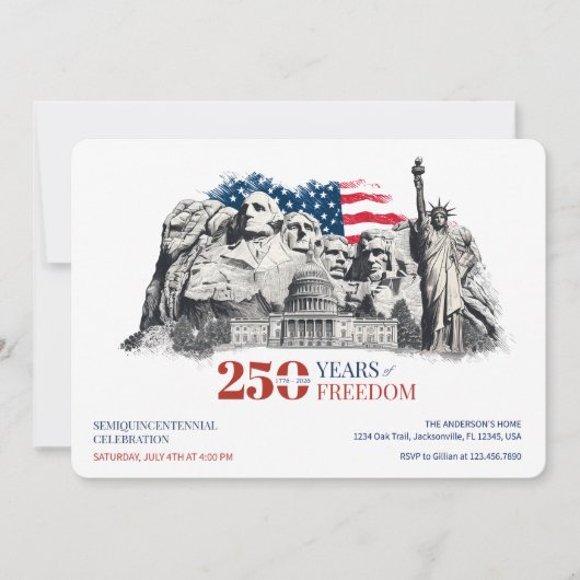 America's Semiquincentennial 250 Years of Freedom Einladung (Vorderseite)