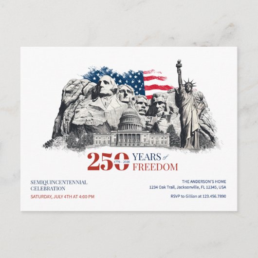 America's Semiquincentennial 250 Years of Freedom Postkarte (Vorderseite)