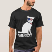 Americat Cool Cat 4th of July Men Women T-Shirt (Vorderseite)