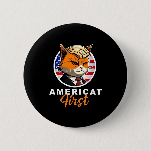 Americat First Funny Patriot America Cats Presiden Button (Vorderseite)