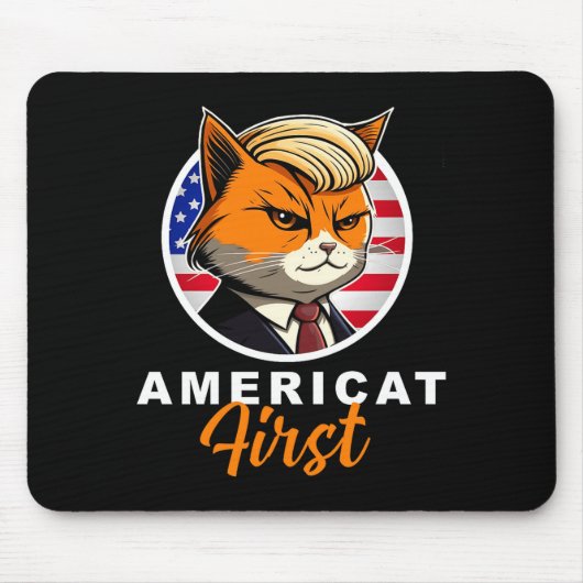 Americat First Funny Patriot America Cats Presiden Mousepad (Vorne)