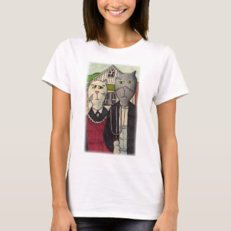 Americat Gothic Niedlich Cartoon Classic Cat Art T-Shirt
