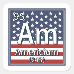 Americium - Flag für amerikanische Elemente Quadratischer Aufkleber