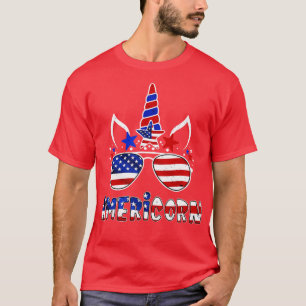 Americorn Einhorn 4. Juli Mädchen Kinder Amerikani T-Shirt