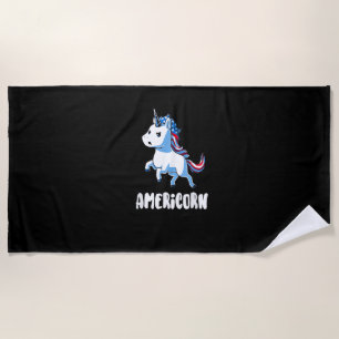 Americorn Stolz ein amerikanisches T-Shirt Einhorn Strandtuch