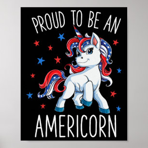 Americorn Unicorn 4. Juli Shirt Girls Merico Poster