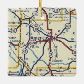 Americus GA Vintage Karte Keramikornament (Vorderseite)