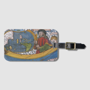 Amerigo Vespucci Explorer auf einer Karte von Amer Gepäckanhänger