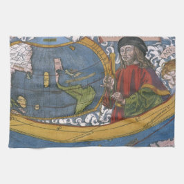 Amerigo Vespucci Explorer auf einer Karte von Amer Handtuch