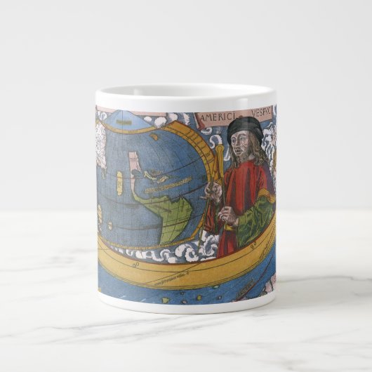 Amerigo Vespucci Explorer auf einer Karte von Amer Jumbo-Tasse (Vorderseite)
