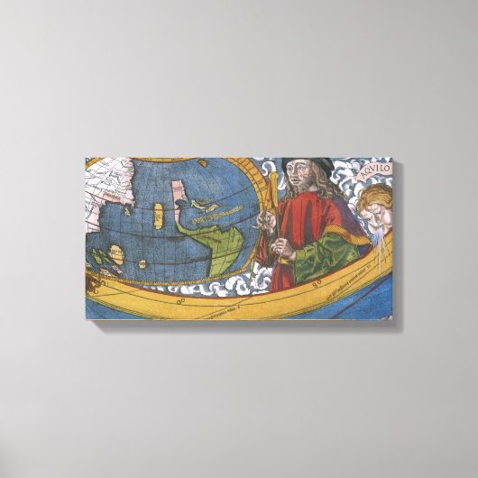 Amerigo Vespucci Explorer auf einer Karte von Amer Leinwanddruck (Vorderseite)