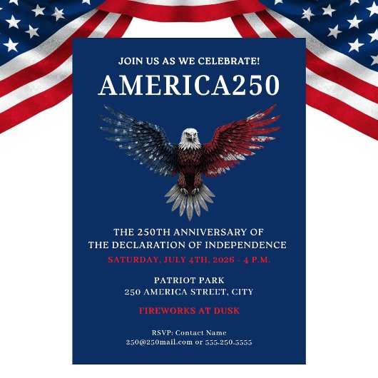 AMERIKA250 4. JULI PARTY EINLADUNG