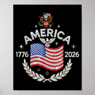 Amerika 1776 2026 patriotischer Adler USA-Flagge v Poster