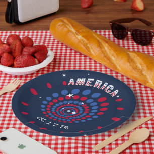 Amerika 1776 Feuerwerksspirale Pappteller