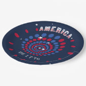 Amerika 1776 Feuerwerksspirale Pappteller (Schrägansicht)