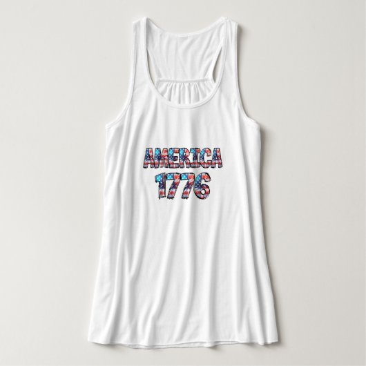 Amerika 1776 Flag und Feuerwerk Frauen Tank Top (Design Vorderseite)