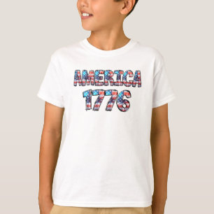 Amerika 1776 Flag und Feuerwerk Kinder T-Shirt