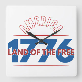 AMERIKA 1776 LAND DER FREIEN QUADRATISCHE WANDUHR