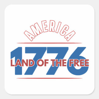 AMERIKA 1776 LAND DER FREIEN QUADRATISCHER AUFKLEBER