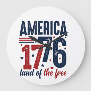 Amerika 1776 Land der Freien Vintage Patriotisches Große Wanduhr