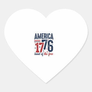 Amerika 1776 Land der Freien Vintage Patriotisches Herz-Aufkleber