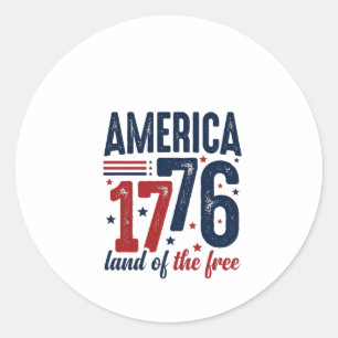 Amerika 1776 Land der Freien Vintage Patriotisches Runder Aufkleber