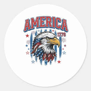 Amerika 1776 Vintage Adler Patriotisches Shirt Des Runder Aufkleber