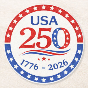 Amerika 250 1776 2026 Patriotisch USA  Runder Pappuntersetzer