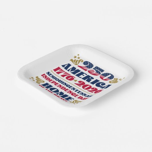 Amerika 250. 4. Juli Papiertafel Pappteller (Gewinkelt)