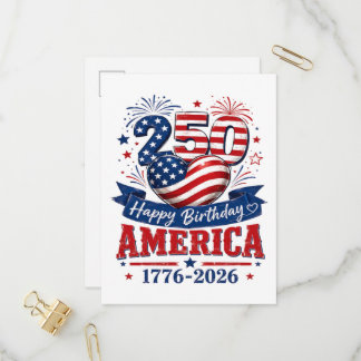 Amerika 250 Alles Gute zum Geburtstag Patriotische Einladungspostkarte