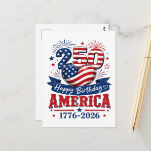 Amerika 250 Alles Gute zum Geburtstag Patriotische Postkarte