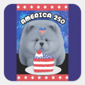 AMERIKA 250  - BLAUER Chow-Chow Quadratischer Aufkleber (Vorderseite)