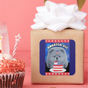 AMERIKA 250 - BLAUER Chow-Chow Quadratischer Aufkleber