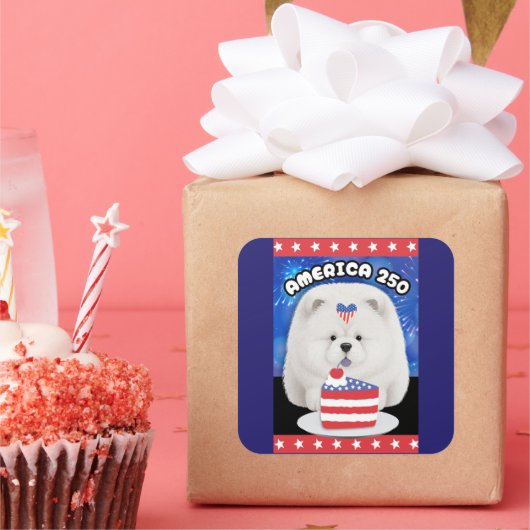 AMERIKA 250 - CREAM Chow Quadratischer Aufkleber (Party)