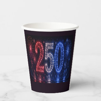 Amerika 250 Feuerwerk Patriotische Party  Pappbecher