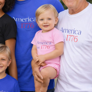 Amerika 250 Geburtstag est 1776 Typografie Rosa Baby Strampler