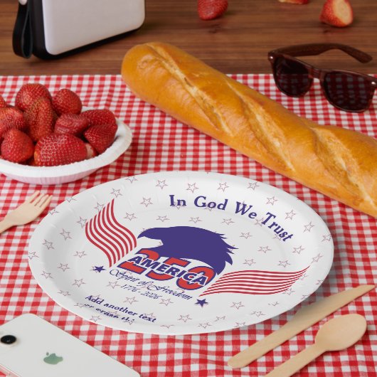 Amerika 250. Geburtstag - Geist der Freiheit - Wei Pappteller (Picknick)