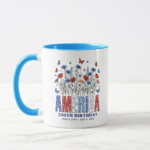 Amerika 250. Geburtstags-Blumenkomitee Tasse