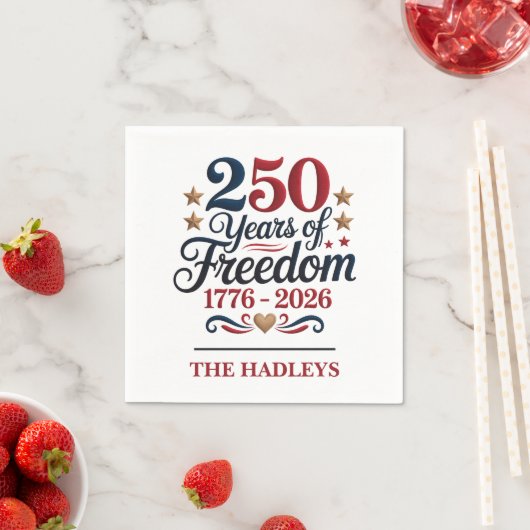 Amerika 250 Geburtstagsname Serviette (Beispiel)