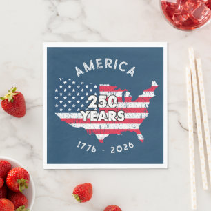 Amerika 250 Jahre 1776–2026 USA Karte Flagge Patri Serviette