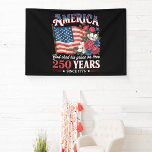 Amerika 250 Jahre Flagge Floral Banner