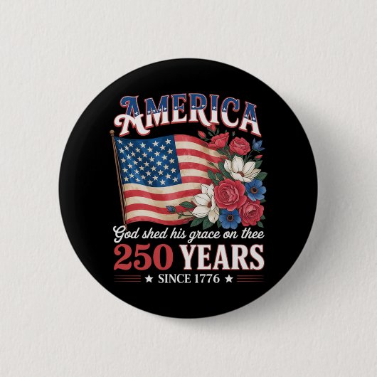 Amerika 250 Jahre Flagge Floral Button (Vorderseite)