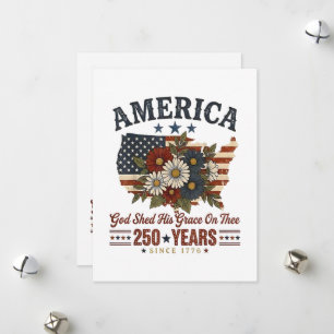 Amerika 250 Jahre Flagge Floral Feiertagskarte