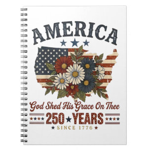 Amerika 250 Jahre Flagge Floral Notizblock