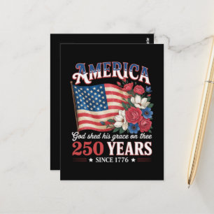 Amerika 250 Jahre Flagge Floral Postkarte
