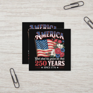 Amerika 250 Jahre Flagge Floral Quadratische Visitenkarte
