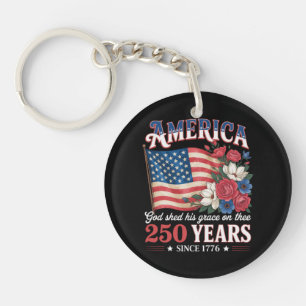 Amerika 250 Jahre Flagge Floral Schlüsselanhänger